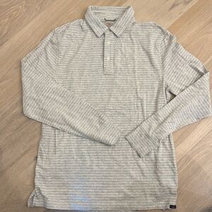 Men’s Faherty Long sleeve shirt - light grey and white stripe size L
